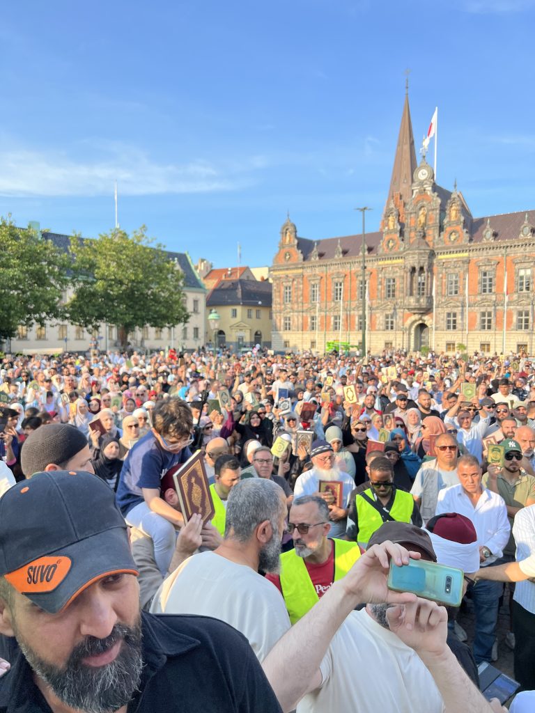 manifestation mot Koran bränning juli 2023