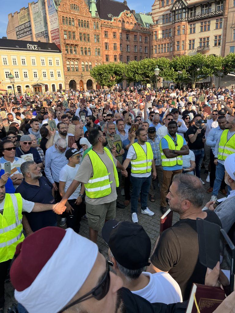 manifestation mot Koran bränning juli 2023